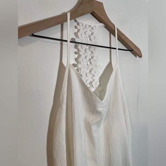 SHEIN White Dress Swim Cover Up Lace Racerback Thin Lightweight Summer ☀️ Sz Med - Picture 3 of 8